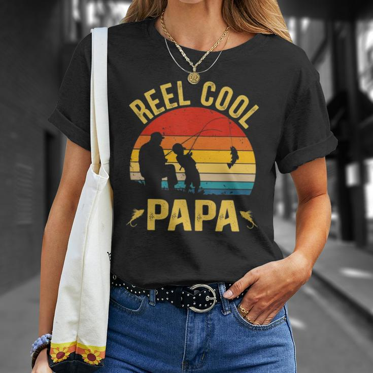 Reel Cool Papa Funny Fishing Fathers Day Unisex T-Shirt Gifts for Her