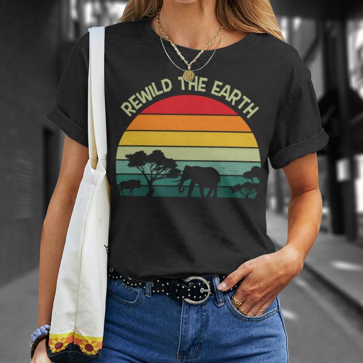 Rewild The Earth Animal Forest Earth Day Unisex T-Shirt Gifts for Her