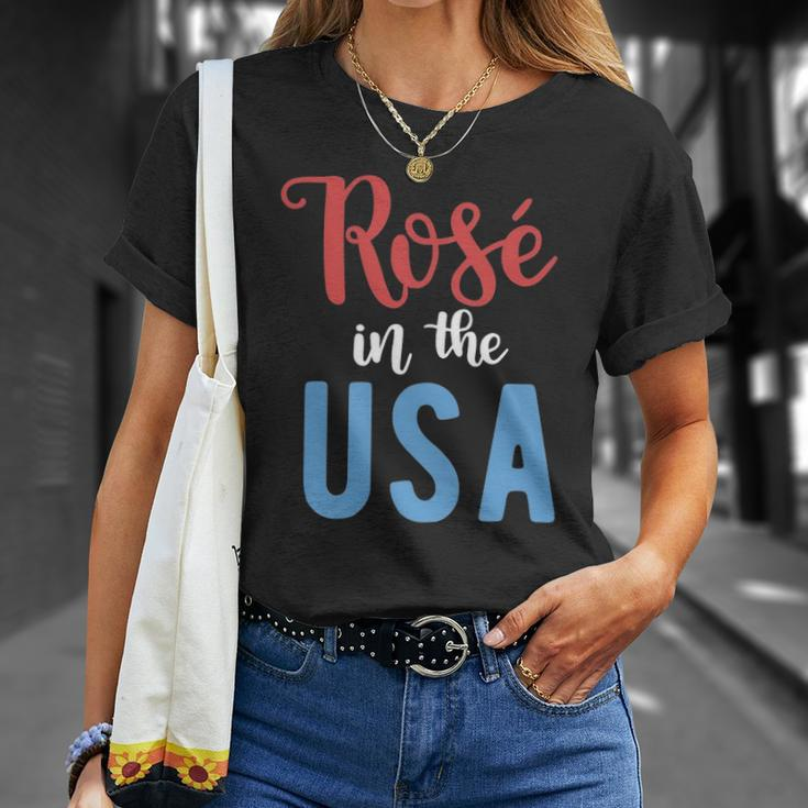 Rose In The Usa Cute Drinking 4Th Of July Unisex T-Shirt Gifts for Her