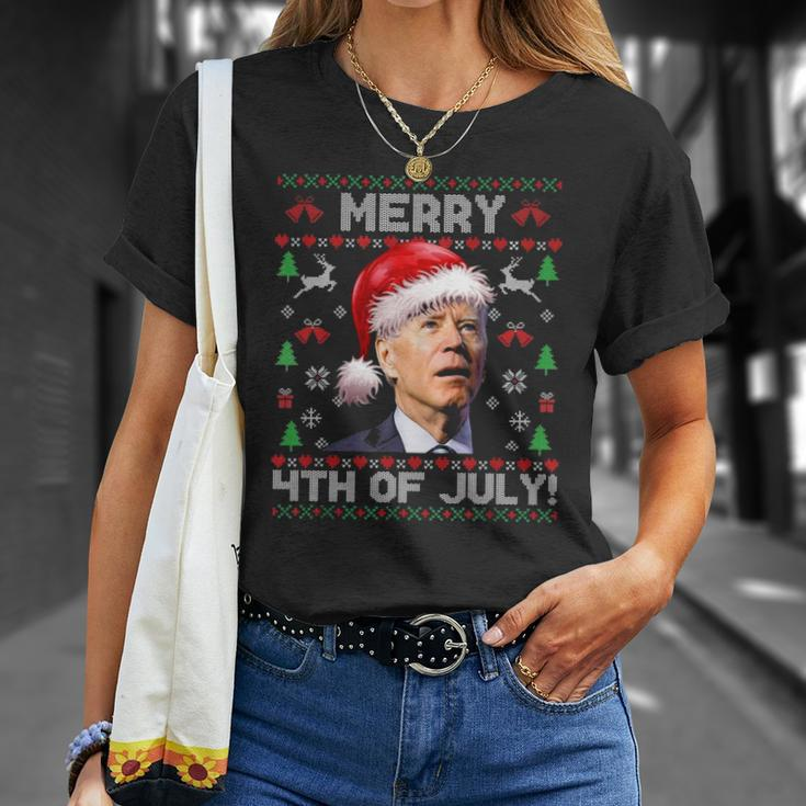 Santa Joe Biden Merry 4Th Of July Ugly Christmas Unisex T-Shirt Gifts for Her