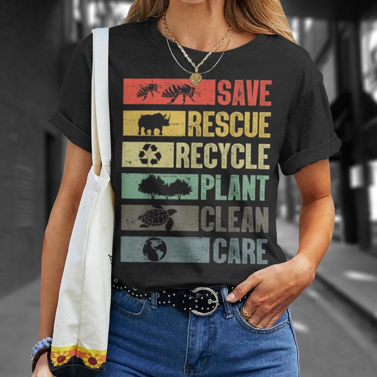 Save Rescue Recycled Plant Clean Care V2 Unisex T-Shirt Gifts for Her