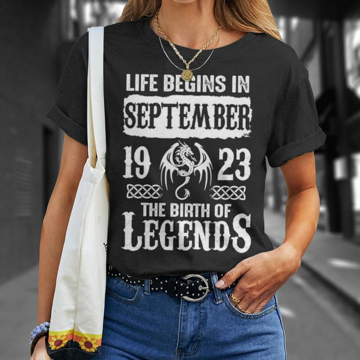 September 1923 Birthday Life Begins In September 1923 T-Shirt Gifts for Her