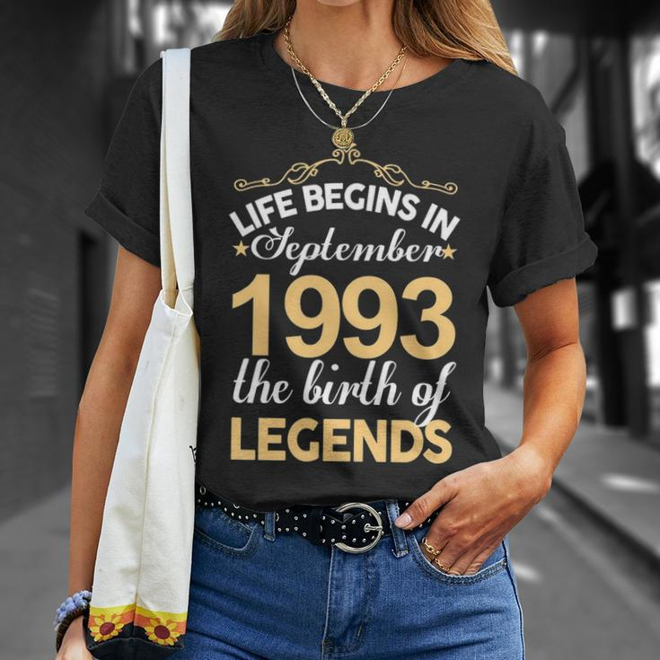 September 1993 Birthday Life Begins In September 1993 V2 T-Shirt Gifts for Her