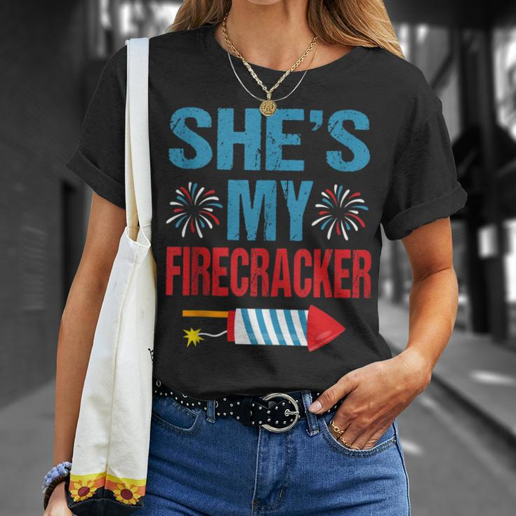 Shes My Firecracker His And Hers 4Th July Couples Unisex T-Shirt Gifts for Her