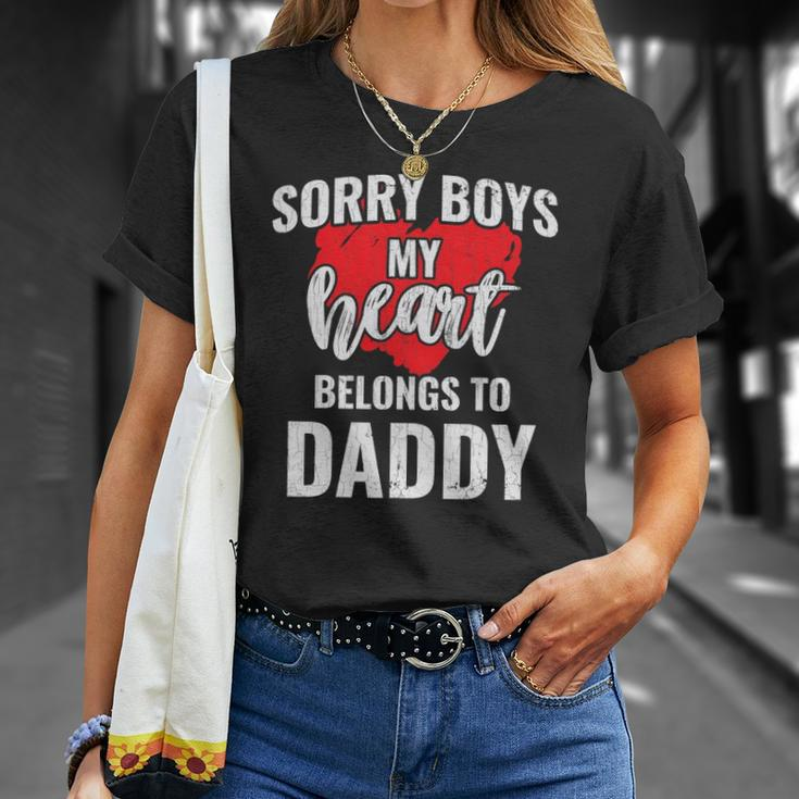 Sorry Boys My Heart Belongs To Daddy Kids Valentines Gift Unisex T-Shirt Gifts for Her