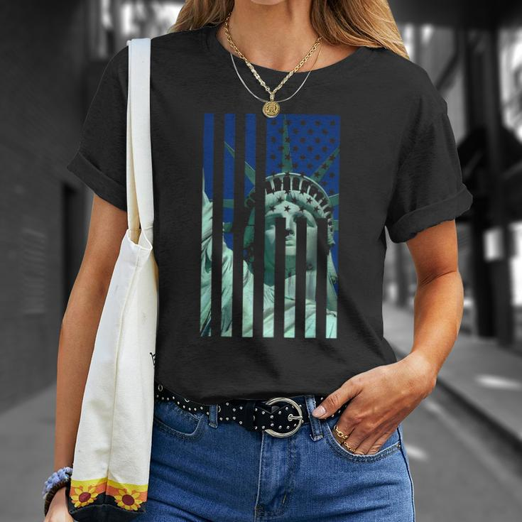 Statue Liberty American Flag Proud American T-shirt Gifts for Her