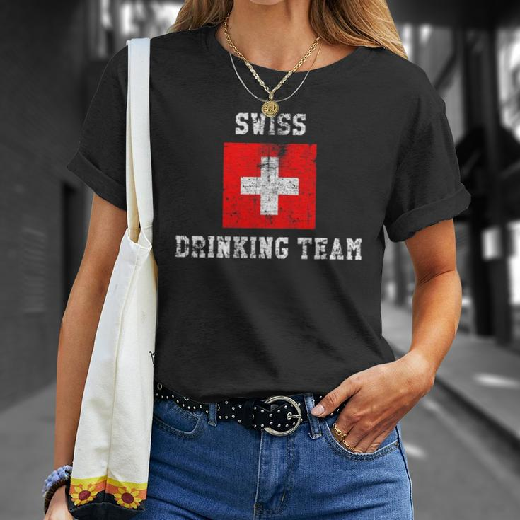 Swiss Drinking Team Funny National Pride Gift Unisex T-Shirt Gifts for Her