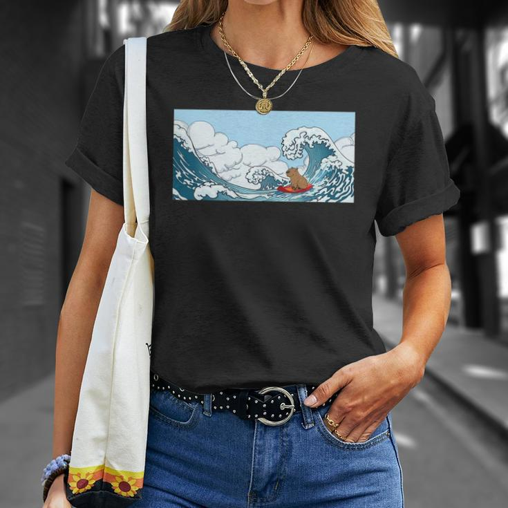 The Capybara On Great Wave Unisex T-Shirt Gifts for Her