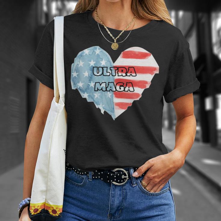 Ultra Maga And Proud Of It American Flag Vote Red Unisex T-Shirt Gifts for Her