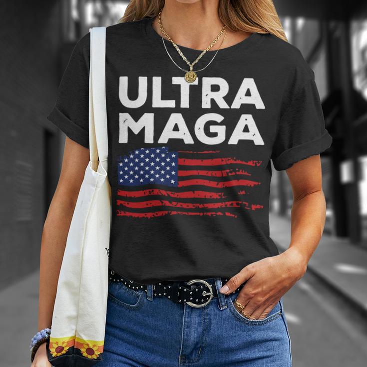 Ultra Maga Proud American Distressed Flag Patriotic Unisex T-Shirt Gifts for Her