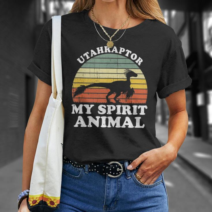 Utahraptor Dinosaur Spirit Animal Paleontologist Unisex T-Shirt Gifts for Her