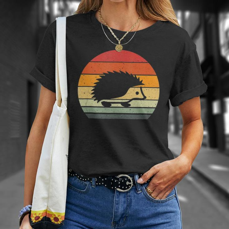 Vintage Retro Sunset Hedgehog Lovers Gift Unisex T-Shirt Gifts for Her