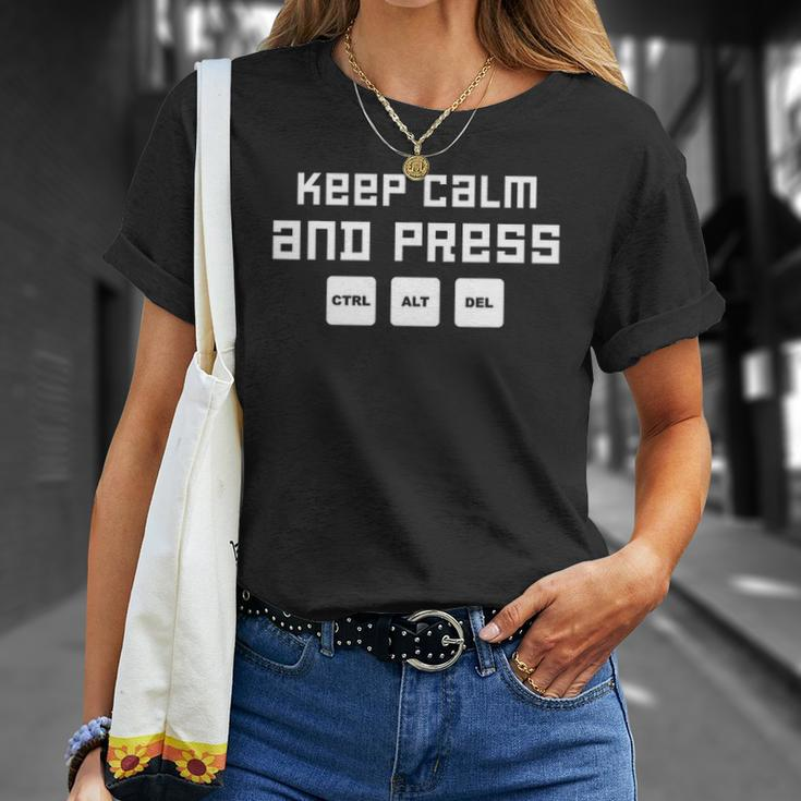 Web Designer App Developer Keep Calm And Press Ctrl Alt Del Unisex T-Shirt Gifts for Her
