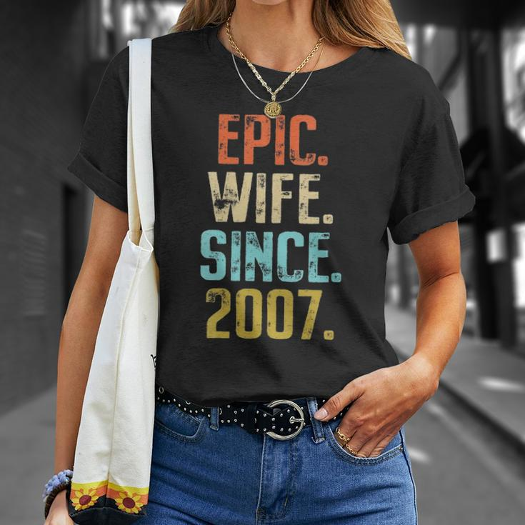 Womens 15Th Wedding Anniversary For Her Best Epic Wife Since 2007 Married Couples Unisex T-Shirt Gifts for Her