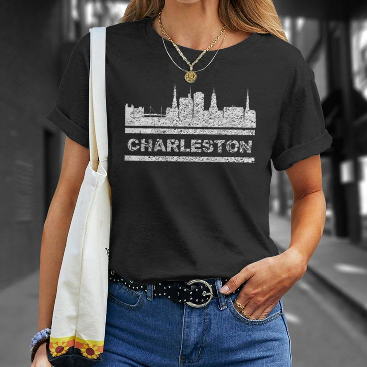 Womens I Love Charleston Sc Vacation Arthur Ravenel Bridge Skyline Unisex T-Shirt Gifts for Her