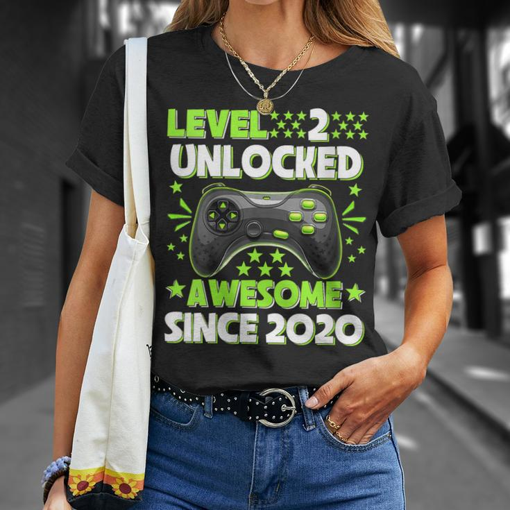 Womens Level 2 Unlocked Awesome 2020 Video Game 2Nd Birthday Unisex T-Shirt Gifts for Her