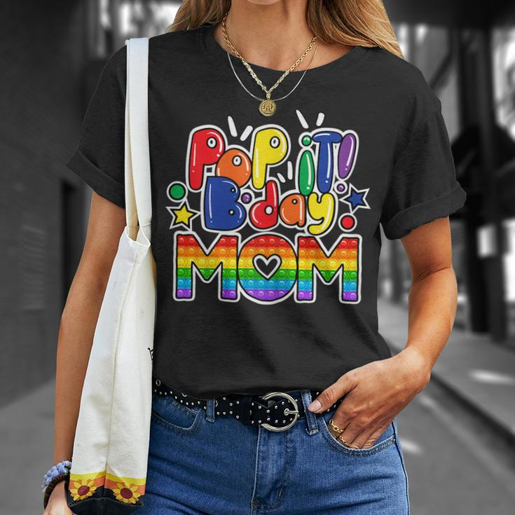 Womens Pop It Mom Of The Birthday Girl Or Boy Fidget Toy Unisex T-Shirt Gifts for Her
