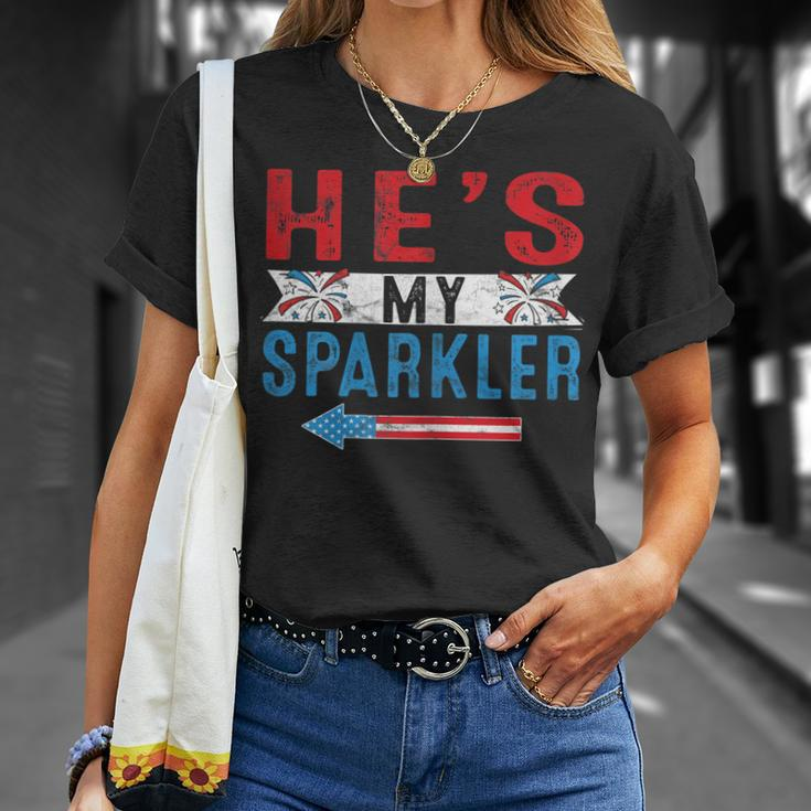 Womens Shes My Firecracker Funny 4Th July Matching Couples For Him Unisex T-Shirt Gifts for Her