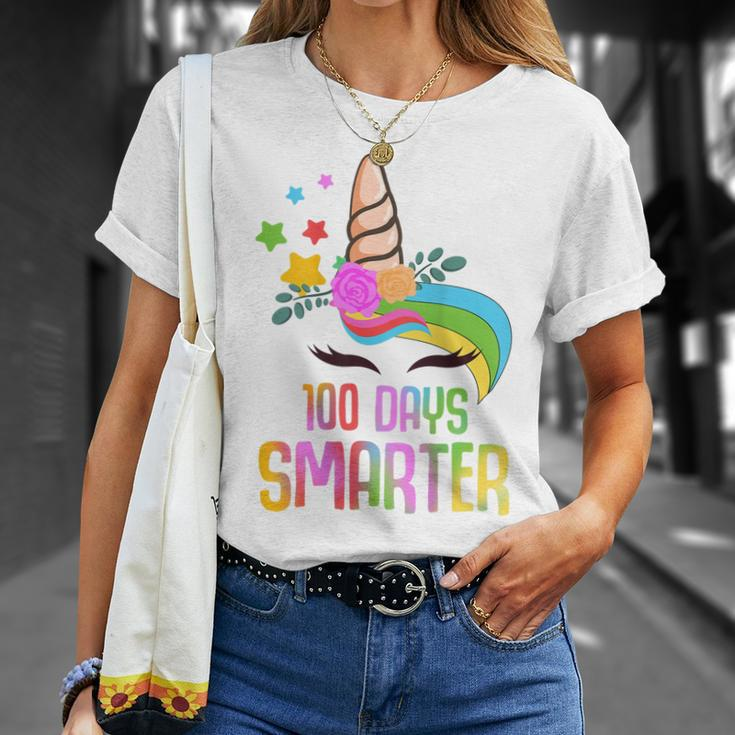 100 Days Smarter Student Girls Unicorn 100 Days Of School T-shirt Gifts for Her