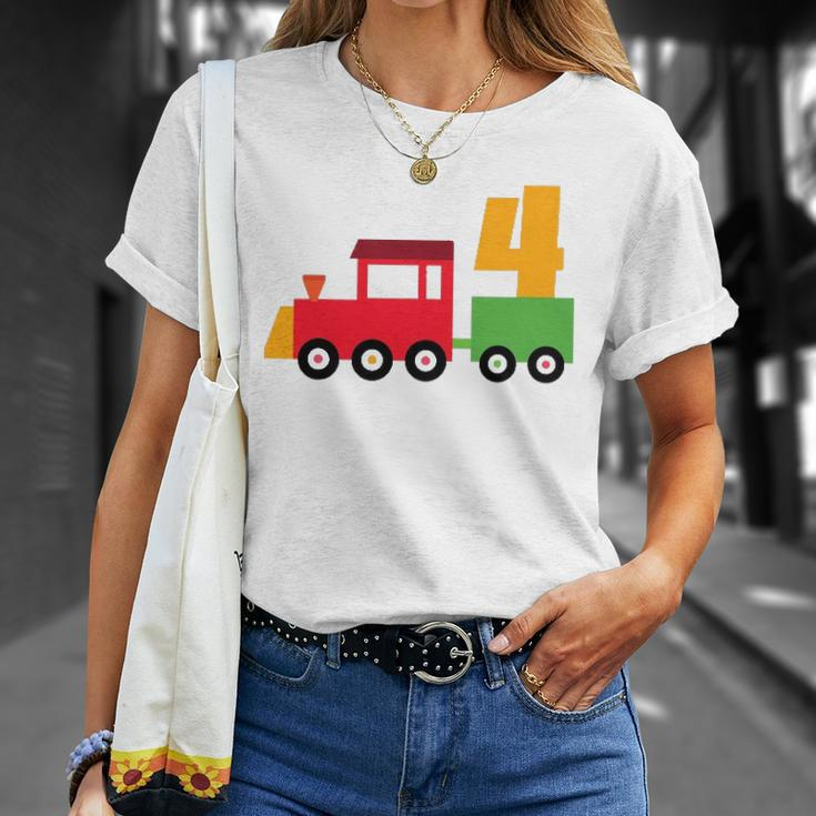 4Th Birthday Trains Theme Party 4 Years Old Boy Toddler Boys Unisex T-Shirt Gifts for Her