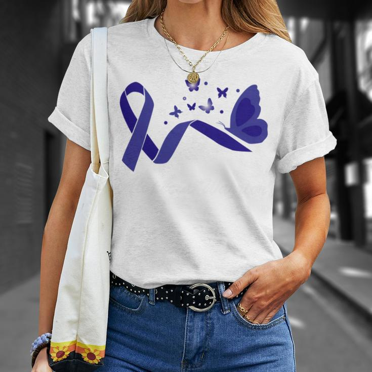 Alopecia Warrior Butterfly Blue Ribbon Alopecia Support Alopecia Awareness Unisex T-Shirt Gifts for Her