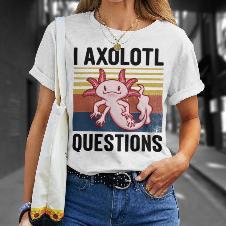 Axolotl Questions I Ask A Lot Of Questions Pun Vintage Unisex T-Shirt Gifts for Her