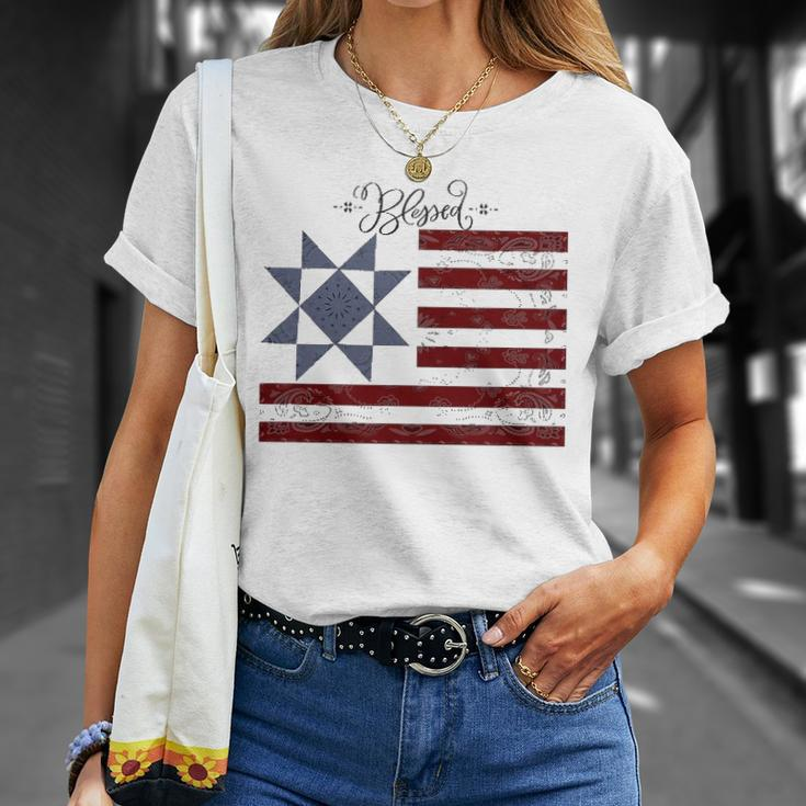 Barn Quilt July 4Th Gifts Vintage Usa Flag S Unisex T-Shirt Gifts for Her