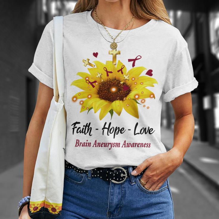 Brain Aneurysm Awareness Faith Hope Love Unisex T-Shirt Gifts for Her