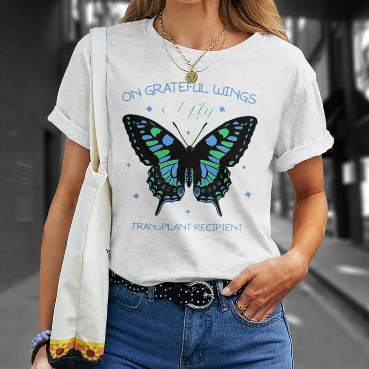 Butterfly On Grateful Wings I Fly Transplant Recipient Unisex T-Shirt Gifts for Her