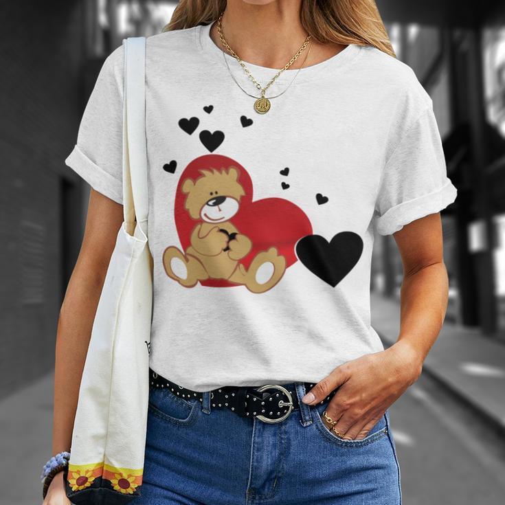 Cartoon Animal Happy Loving Teddy Bear Unisex T-Shirt Gifts for Her