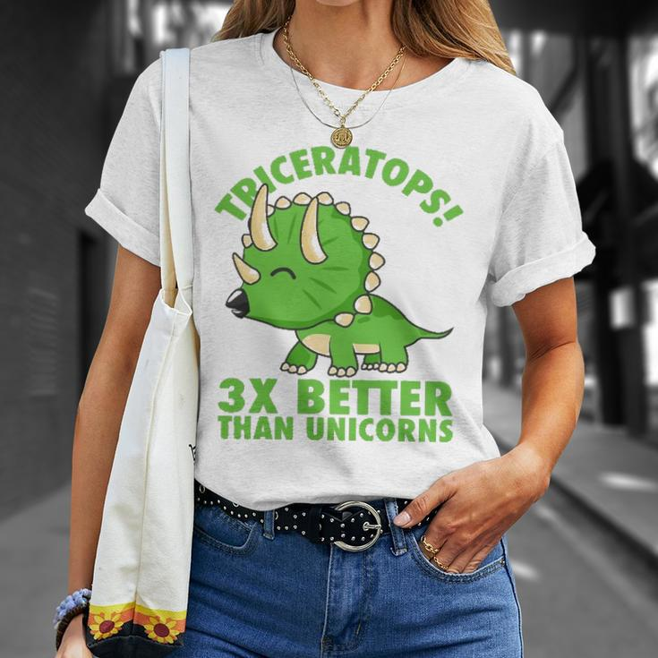 Cool Triceratops 3X Better Than Unicorns Funny Dinosaur Gift Unisex T-Shirt Gifts for Her