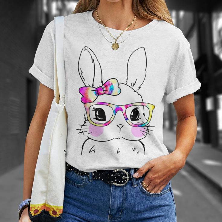 Cute Bunny Rabbit Face Tie Dye Glasses Girl Happy Easter Day Unisex T-Shirt Gifts for Her