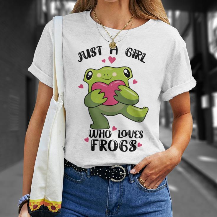 Cute Frog Just A Girl Who Loves Frogs Funny Frog Lover Gift For Girl Frog Lover Unisex T-Shirt Gifts for Her