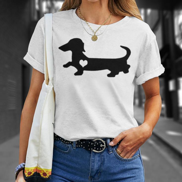 Dachshund Heart Dog Lover Unisex T-Shirt Gifts for Her