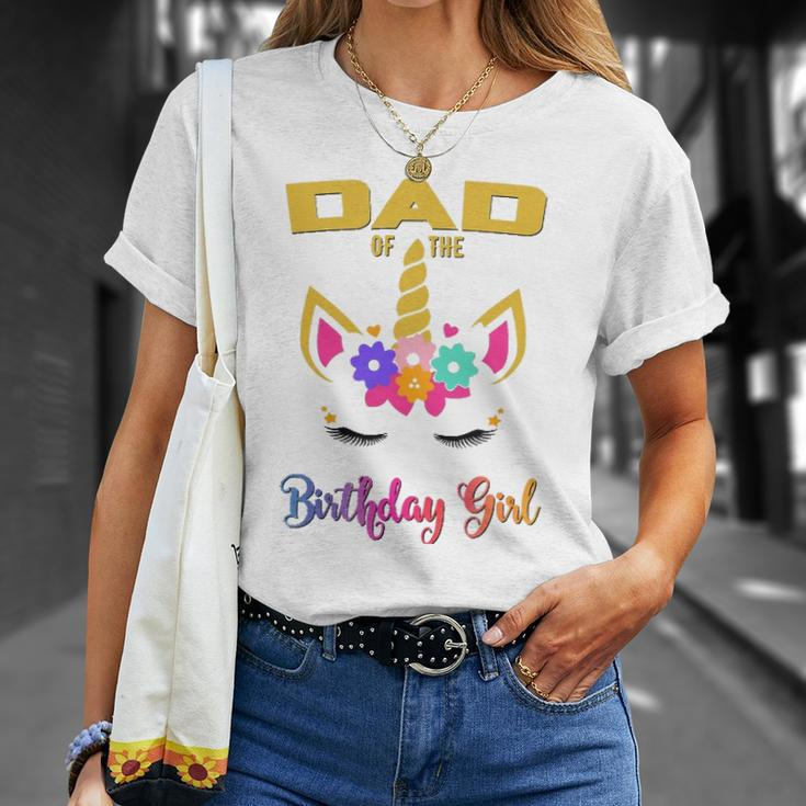Dad Of The Birthday Girl Unicorn Matching Unisex T-Shirt Gifts for Her