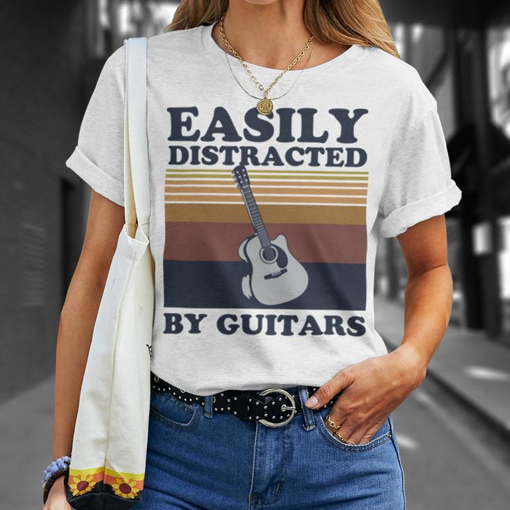 Easily Distracted By Guitars Quote For A Guitar Player Racerback Unisex T-Shirt Gifts for Her