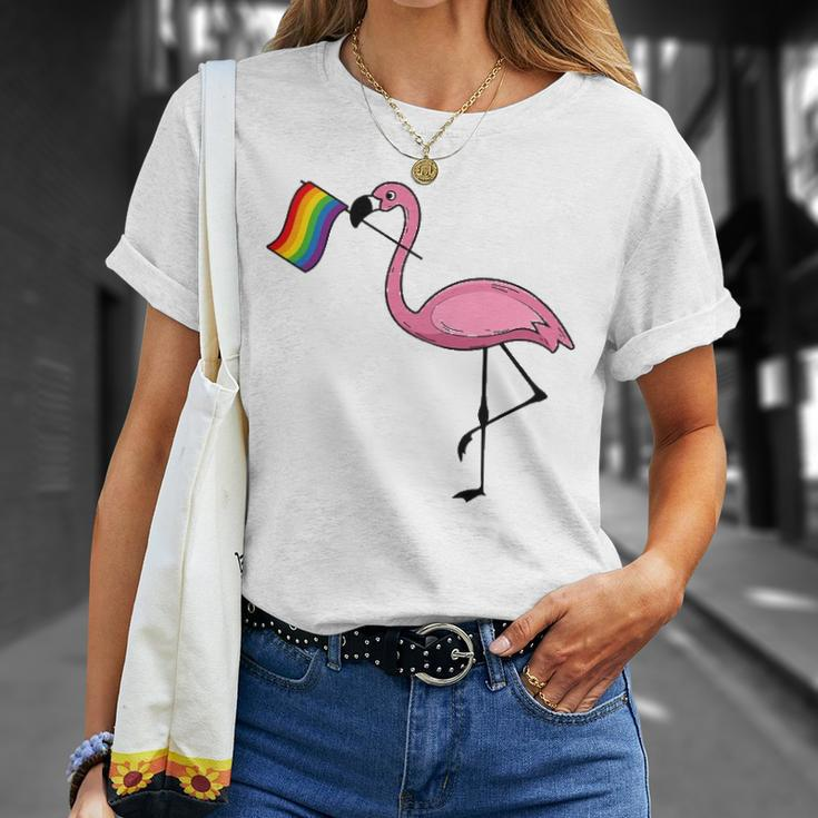 Flamingo Lgbt Flag Cool Gay Rights Supporters Gift Unisex T-Shirt Gifts for Her