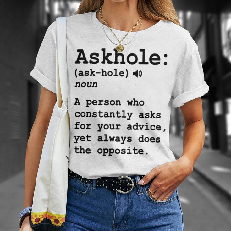 Funny Askhole Definition Dictionary Word Gag Sarcastic V3 Unisex T-Shirt Gifts for Her