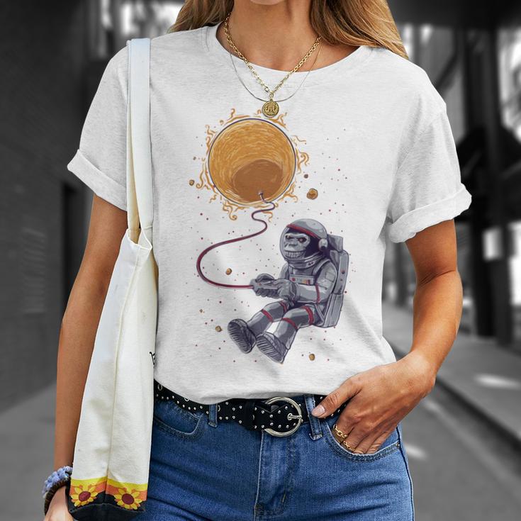 Funny Astronaut Monkey Blowing Sun V2 Unisex T-Shirt Gifts for Her