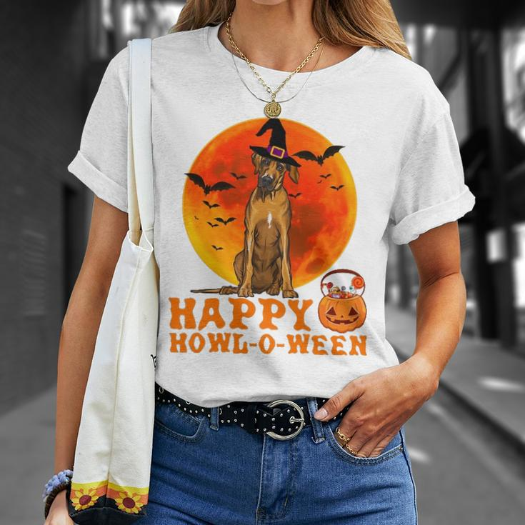 Funny Rhodesian Ridgeback Dog Halloween Happy Howl-O-Ween Unisex T-Shirt Gifts for Her