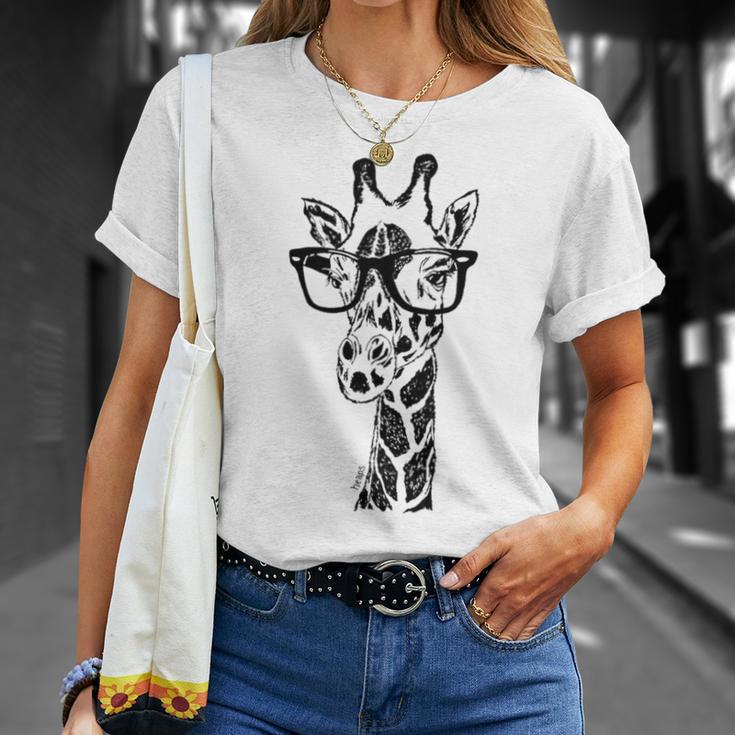 Giraffe With Glasses Unisex T-Shirt Gifts for Her