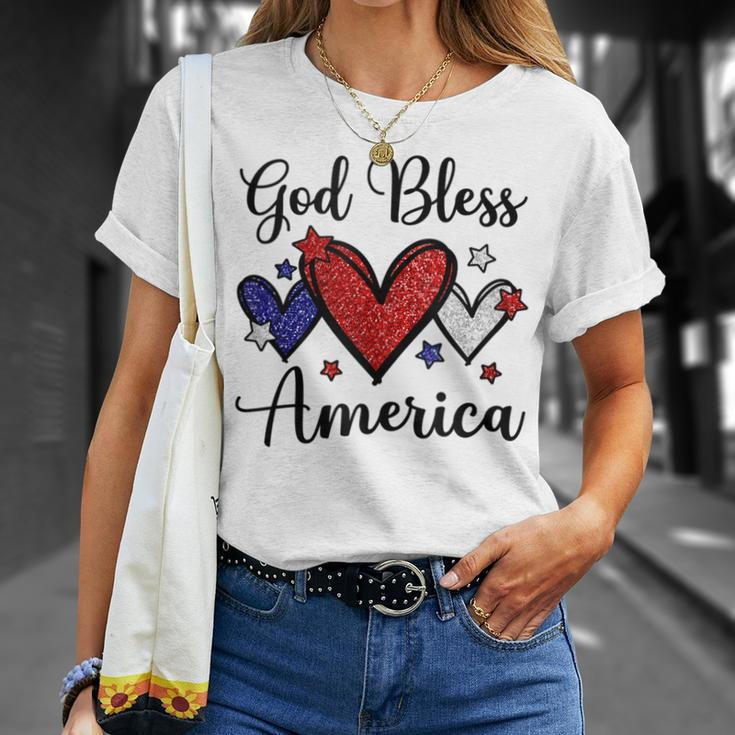 God Bless America Patriotic 4Th Of July Motif For Christians Unisex T-Shirt Gifts for Her