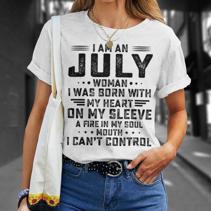 I Am An July Woman I Was Born With My Heart On My Sleevepng V2 Unisex T-Shirt Gifts for Her