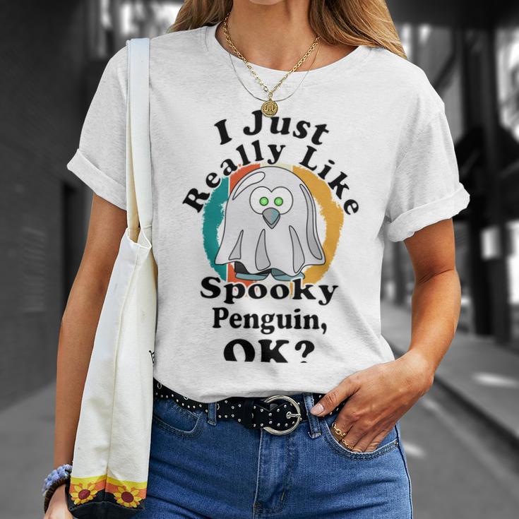 I Really Like Spooky Penguin Ok Unisex T-Shirt Gifts for Her