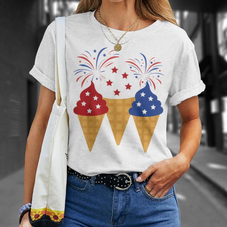 Memorial Day 4Th Of July Holiday Patriotic Ice Cream Unisex T-Shirt Gifts for Her