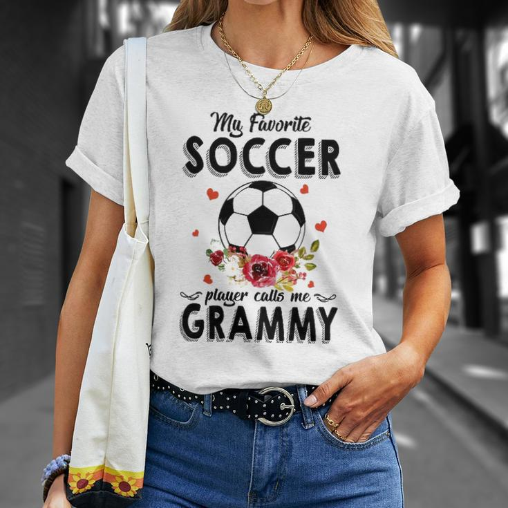 My Favorite Soccer Player Calls Me Grammy Flower Gift Unisex T-Shirt Gifts for Her