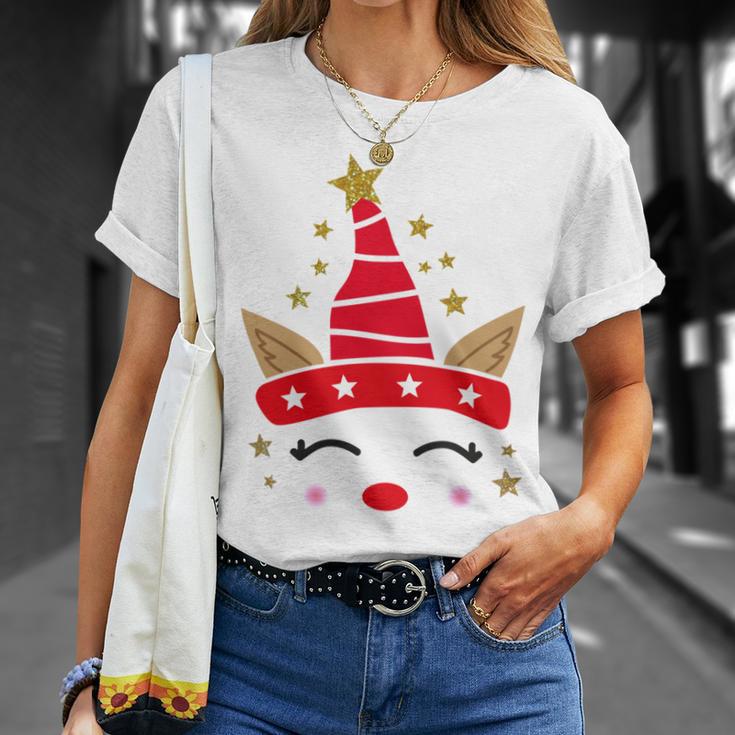 New Christmas Unicorn Face Santicorn Cute Unisex T-Shirt Gifts for Her