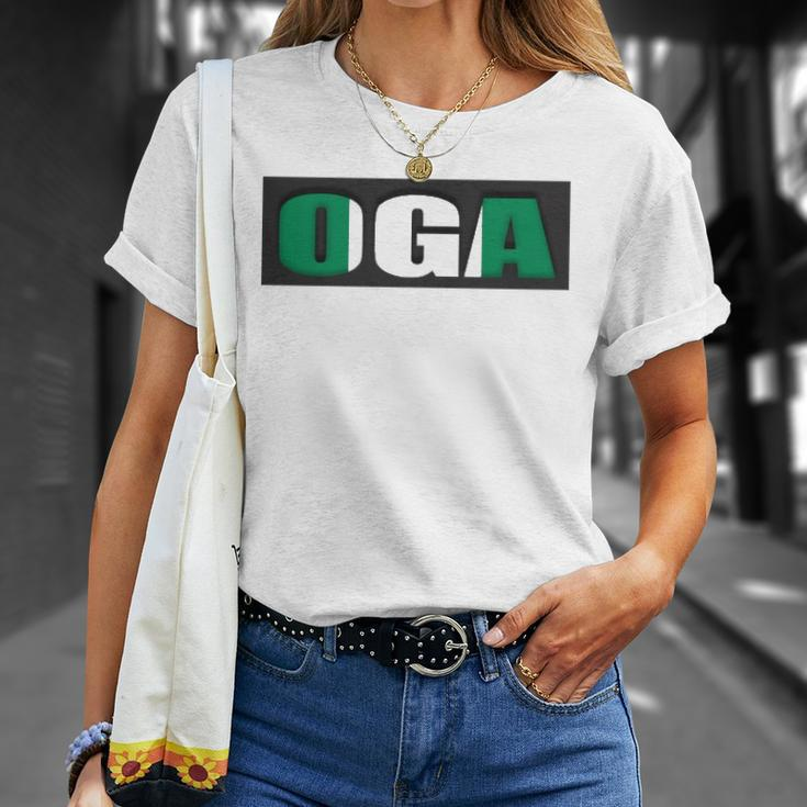 Oga Nigeria Slogan Nigerian Naija Nigeria Flag Unisex T-Shirt Gifts for Her