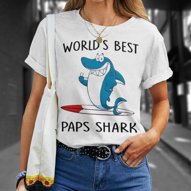 Paps Grandpa Worlds Best Paps Shark T-Shirt Gifts for Her