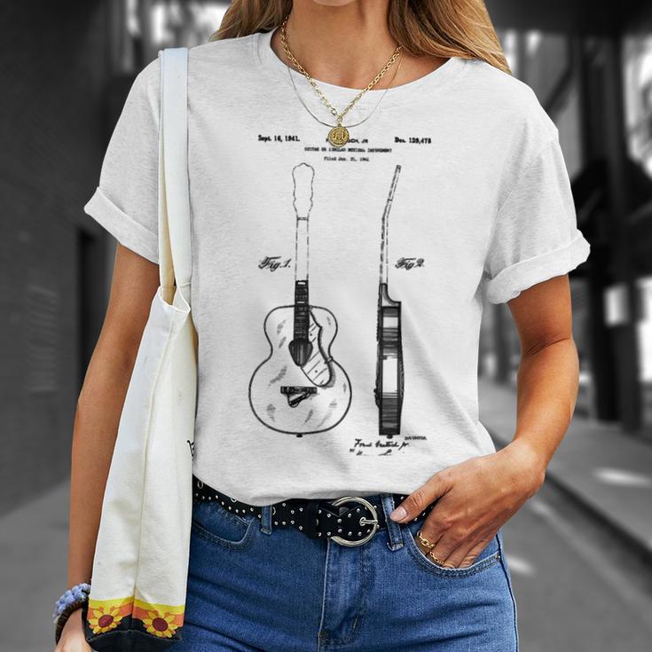 Patent Drawing Old Acoustic Guitar Unisex T-Shirt Gifts for Her